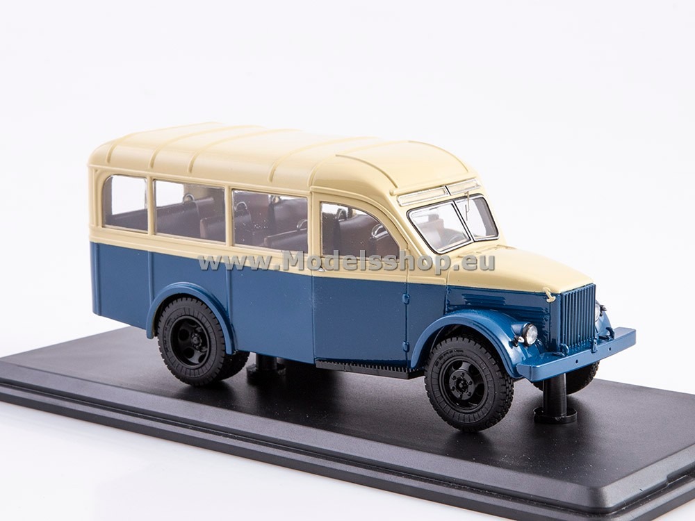 ModelPro 0226MP AKZ-51 Bus on GAZ-51 Chassis /blue - beige/