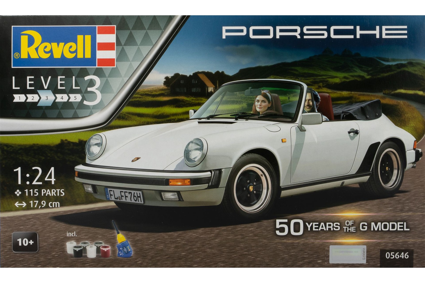 Revell RE05646 Porsche 911 Carrera Cabrio (Gift Set 50 Years of Porsche 911 G-Model), model kit