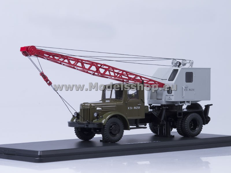 SSM1164 Truck crane K-51 (MAZ-200) with function /khaki-grey/