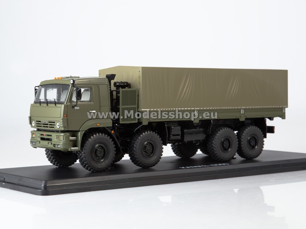 KAMAZ-6560 flatbed truck with tent (old version) khaki