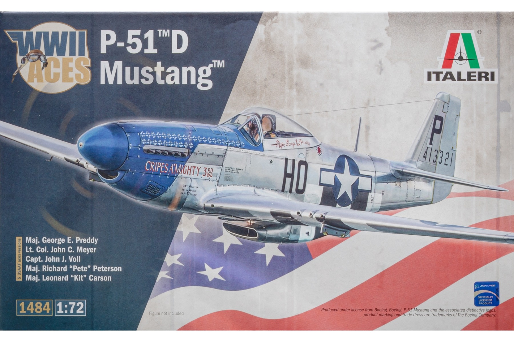 Italeri IT1484 North American P-51 D Mustang USAAF Aces WWII, model kit
