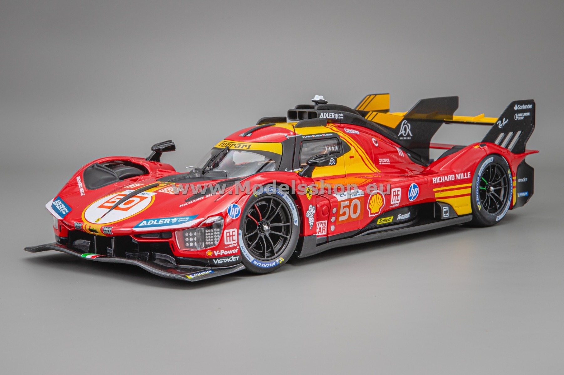 Bburago Ferrari 499P 3.0L Turbo V6, No.50, Winner 24h Le Mans 2024, 18-16303