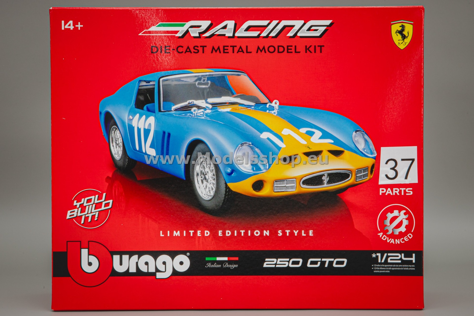 Bburago Ferrari 250 GTO, No.112 Targa Florio 1964, model kit /pre-painted, blue-yellow/ 18-26581