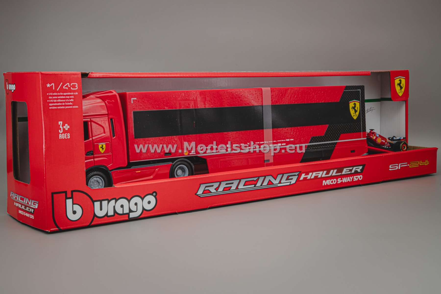 Bburago Iveco S-Way 570 F1 Racing Transporter & Ferrari SF-23