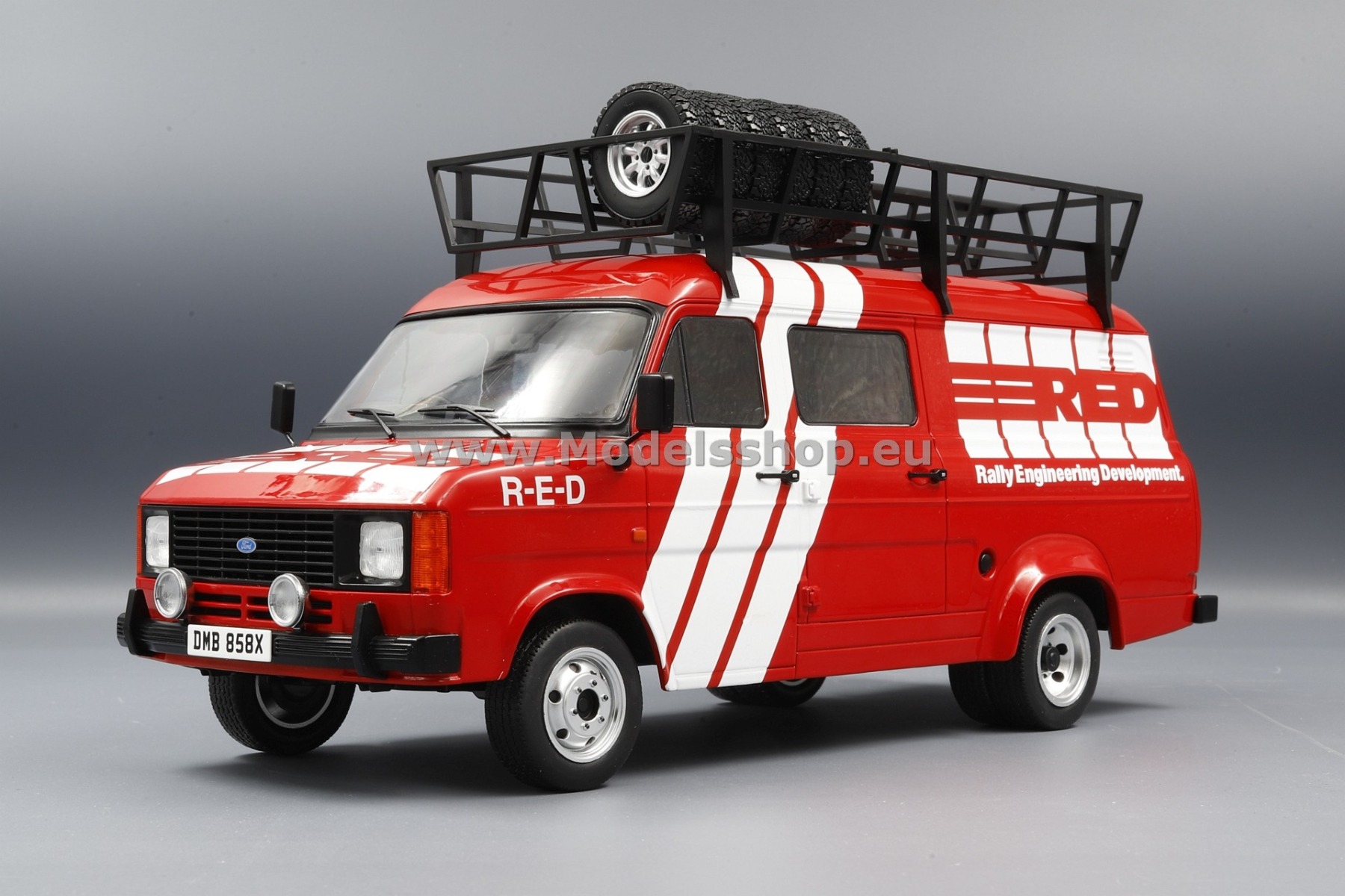 IXO 18RMC072XE Ford Transit MK II, R-E-D - Rally Engineering Development, 1985, with roof accessories