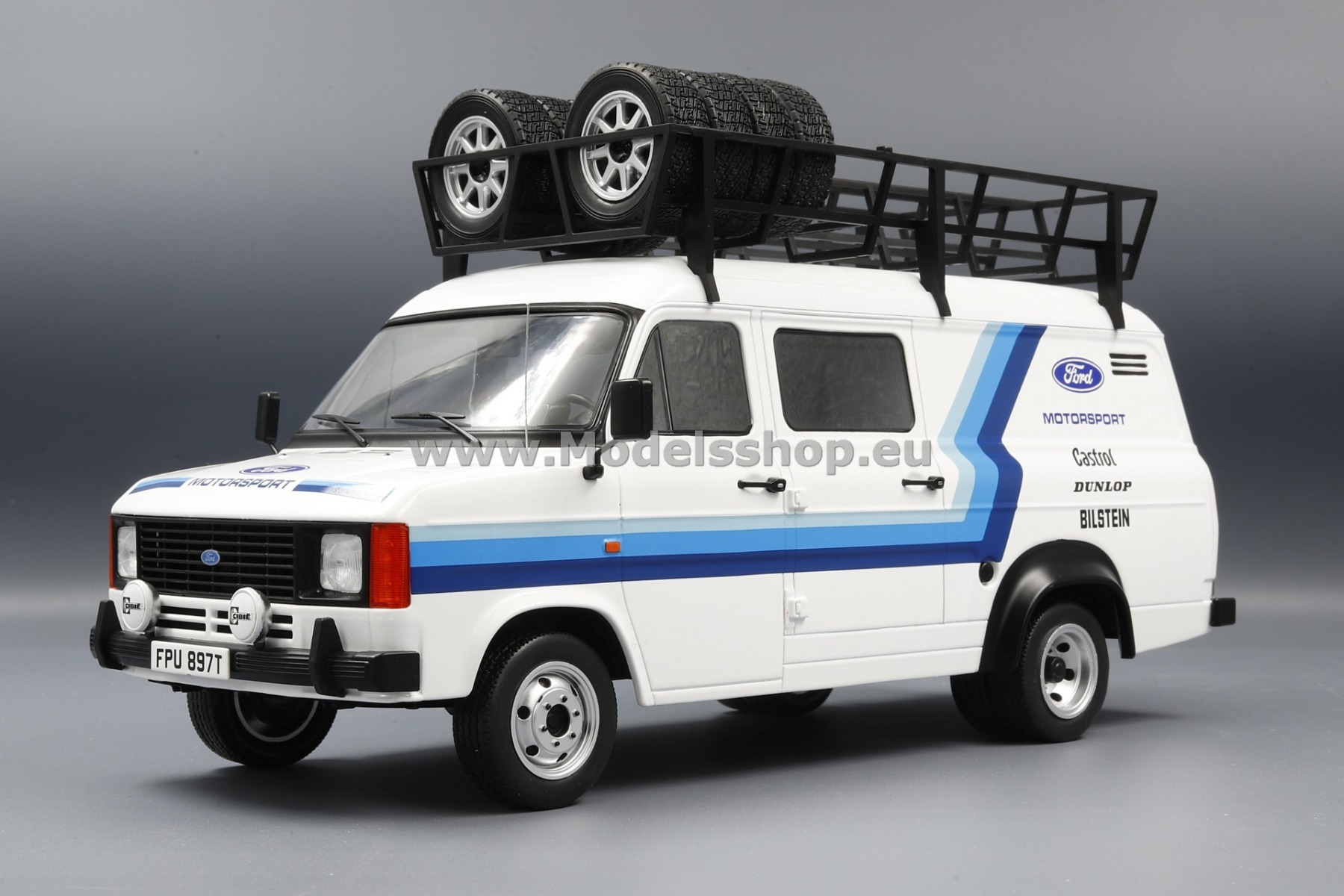 IXO 18RMC073XE Ford Transit MK II, Team FORD, 1979, with roof accessories