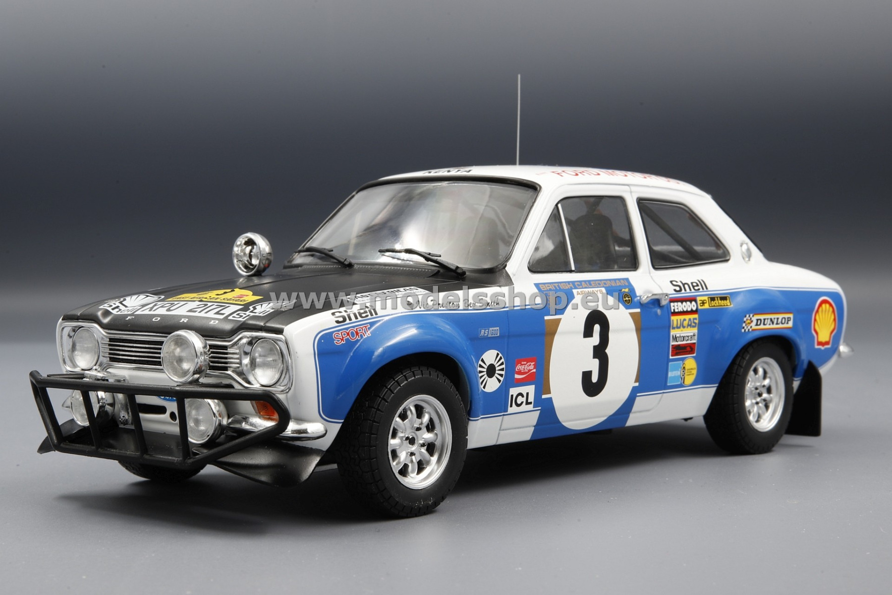 IXO 18RMC075B.20 Ford Escort MkI RS 1600, RHD, No.3, Safari Rally, 1973, V.Preston Jr./B.Smith