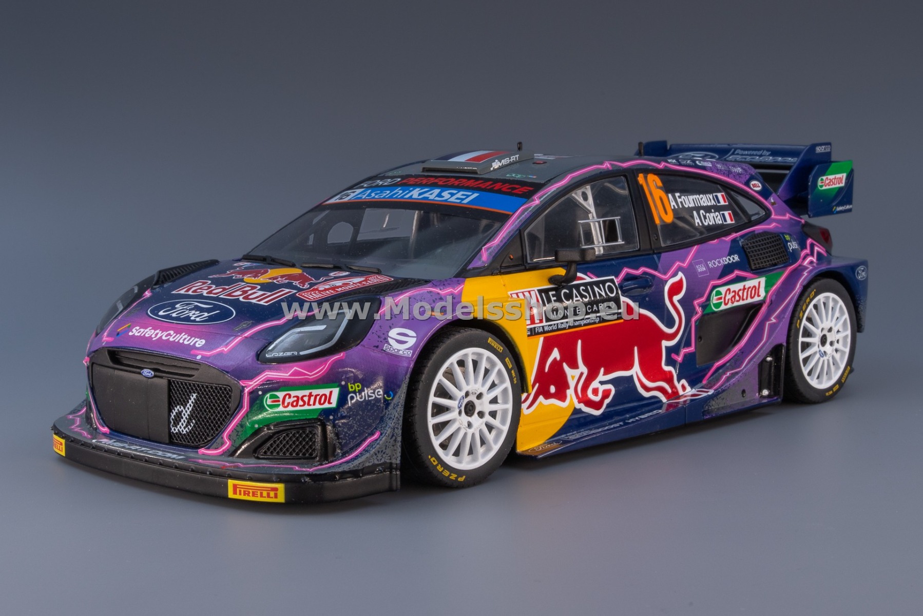 IXO 18RMC111.22 Ford Puma Rally1, No.16, Red Bull, Rally WM, Rallye Monte Carlo 2022, A.Fourmaux/A.Coria