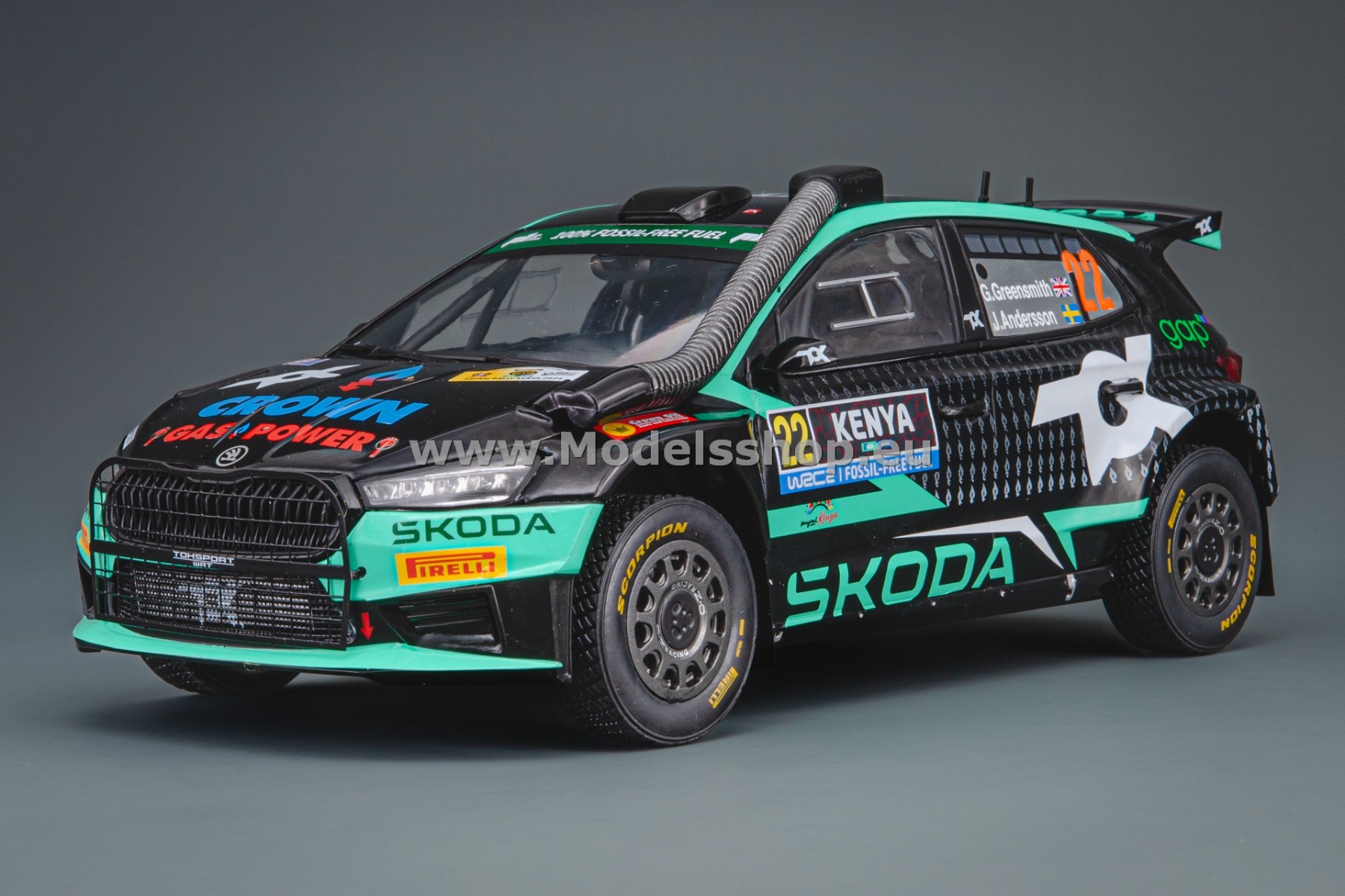 IXO18RMC209.22 Skoda Fabia Rally2, No.22, WRC, Safari Rally Kenia 2024, G. Greensmith - J. Andersson