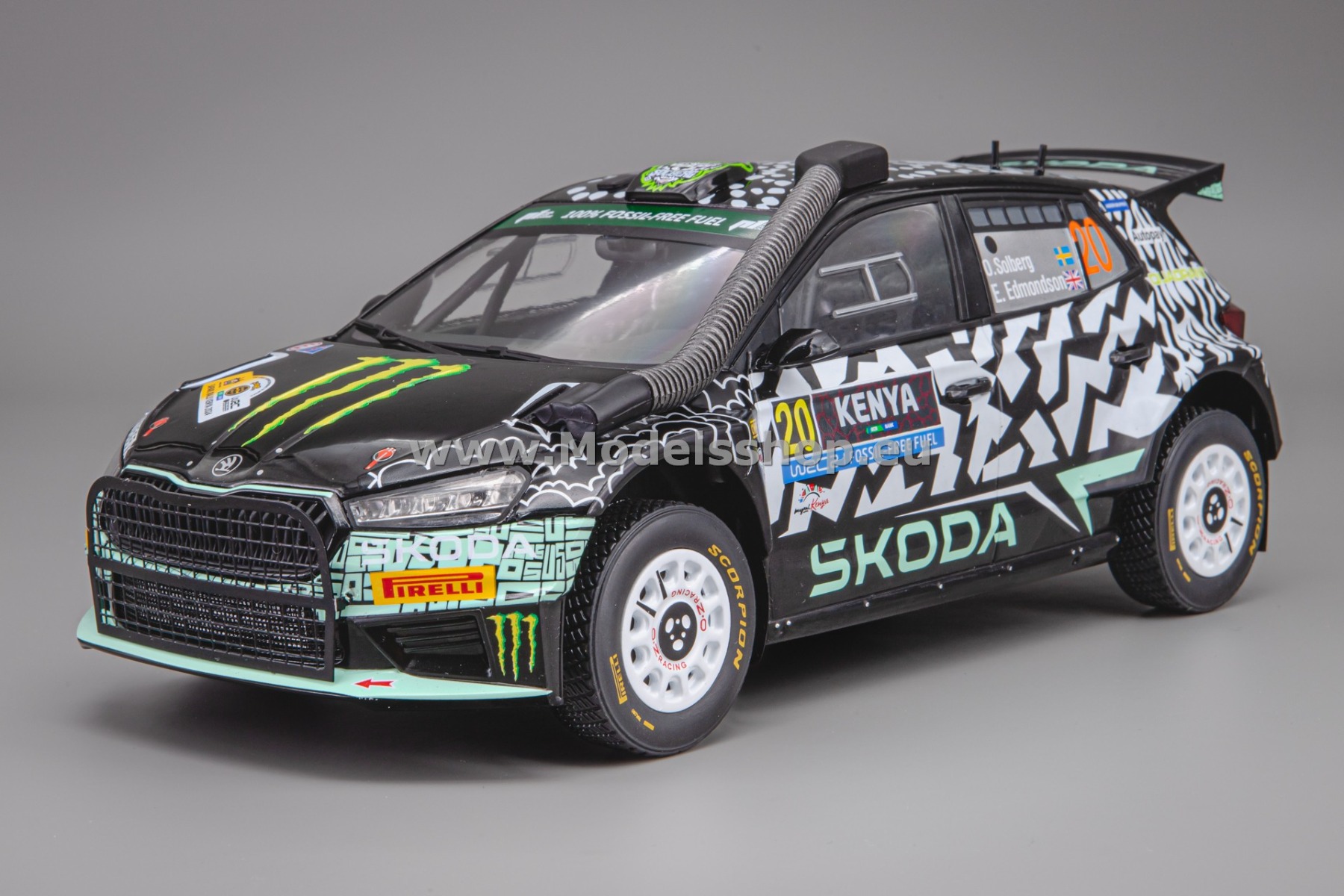IXO18RMC222.22 Skoda Fabia Rally2, No.20, Rally WM, Safari Rallye Kenia 2024. O.Solberg - E.Edmondson