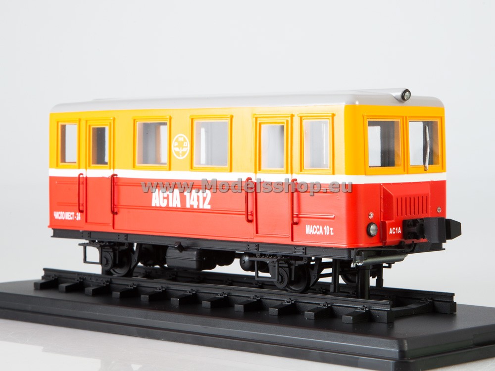 ModelPro 0074MP AS-1A Motorized railcar for transporting railway workers /red-yellow/
