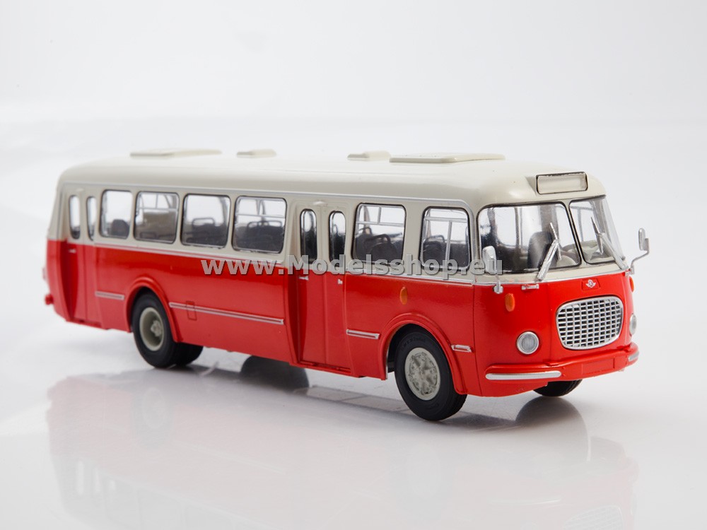 Bus magazine series (Modimio) No. 35 with model of Skoda-706 RTO bus /red-white/