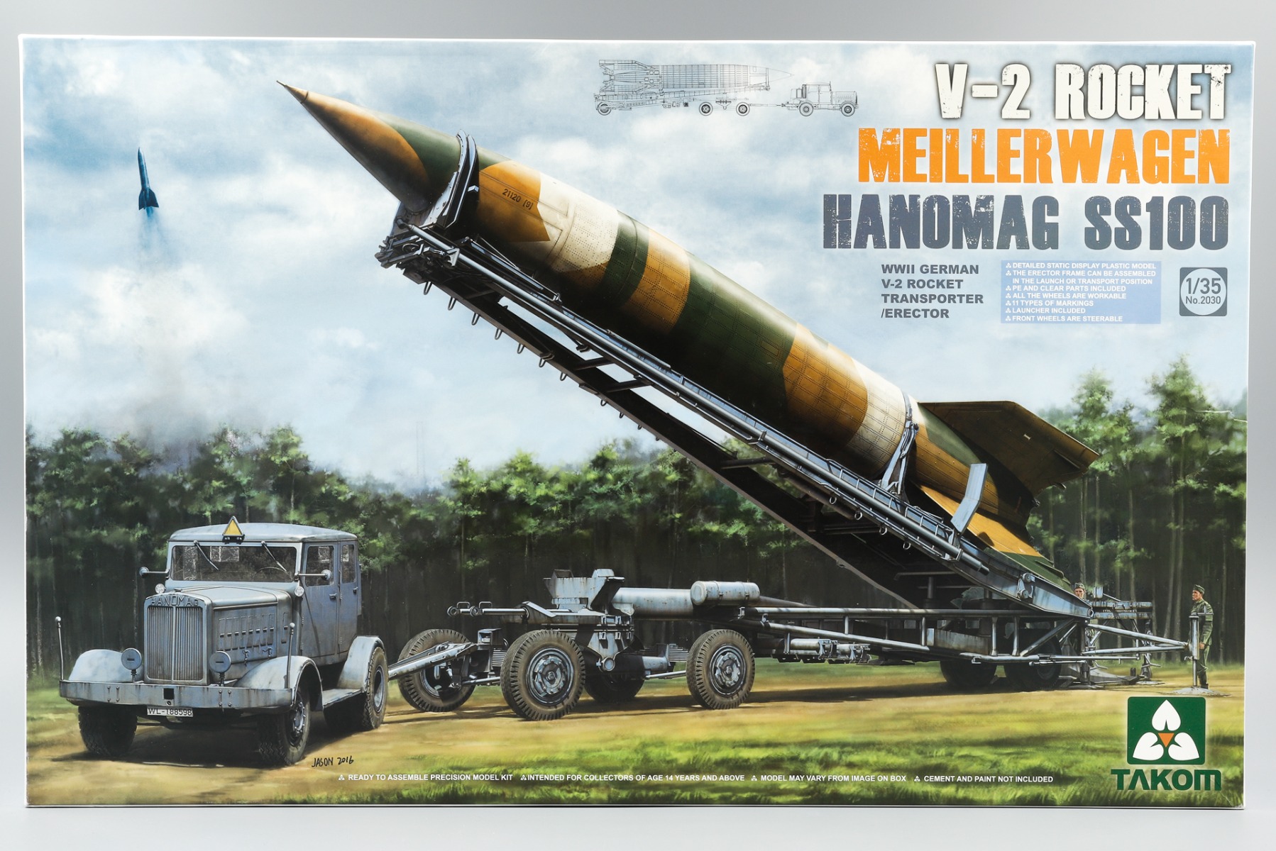 Takom TAKOM2030 V-2 Rocket Meillerwagen Hanomag SS100 WWII German V-2 Rocket Transporter/Erector