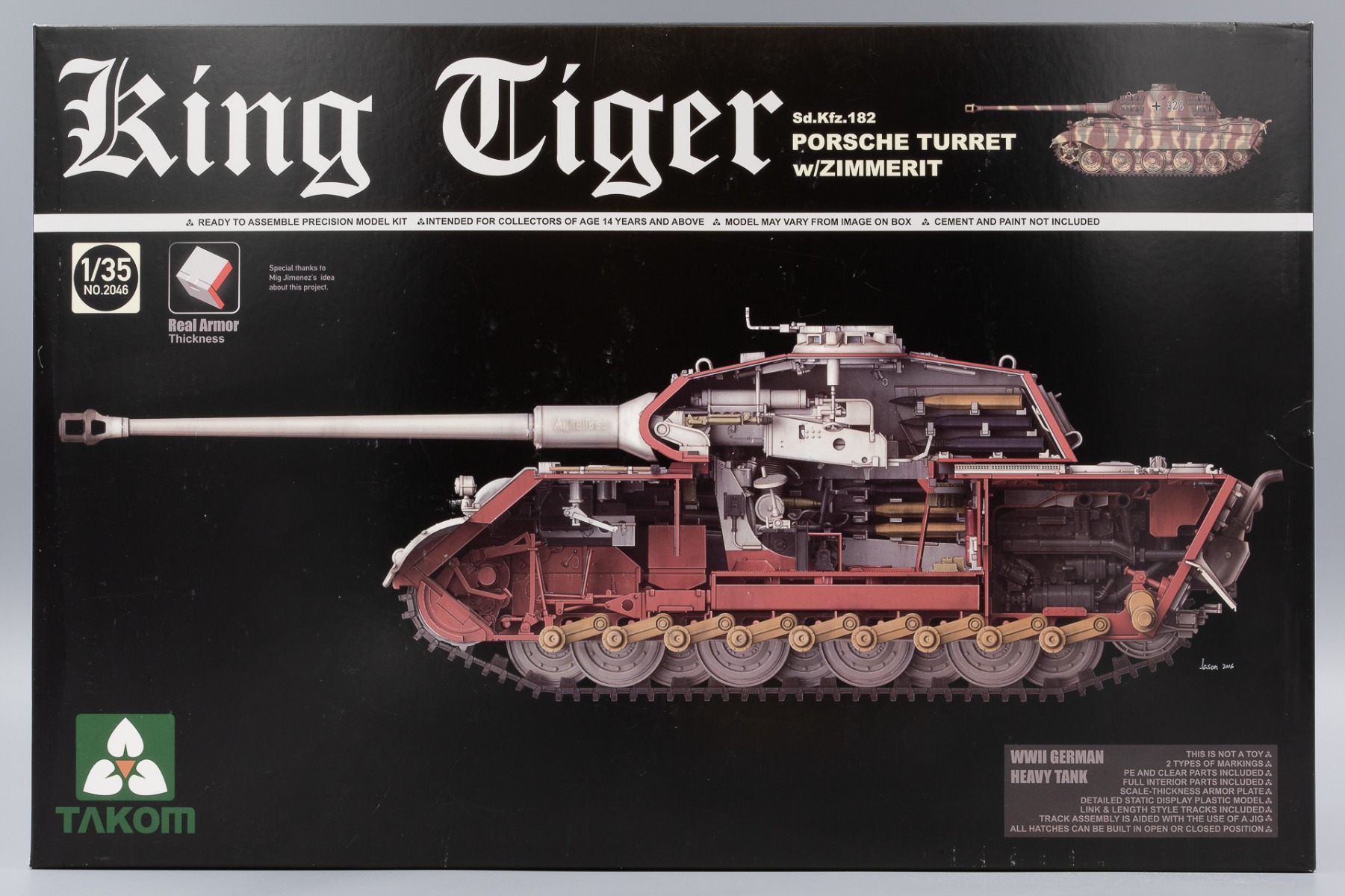TAKOM2046 King Tiger Sd.Kfz.182 Porsche Turret w/Zimmerit, model kit