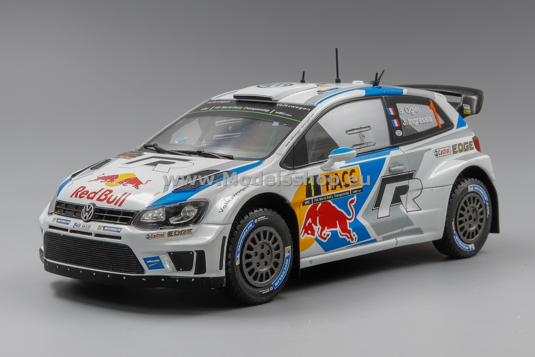 IXO24RAL018A Volkswagen Polo R WRC, No.1, Red Bull, Rallye WM, Rallye Catalunya 2014 S.Ogier/J.Ingrassia
