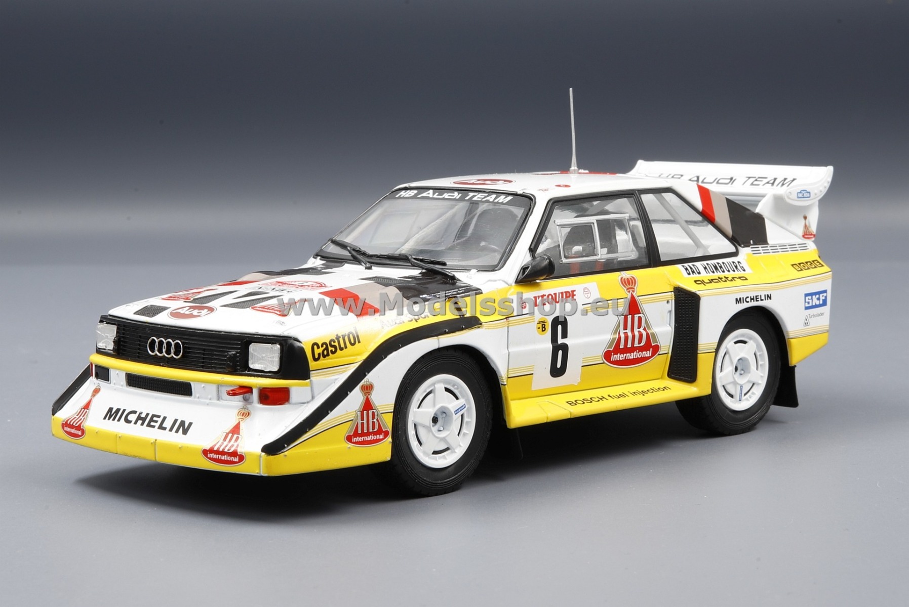 Audi Quattro S1, No.6, HB Audi team, HB, Rallye WM, Rally Monte Carlo 1986 H.Mikkola/A.Hertz