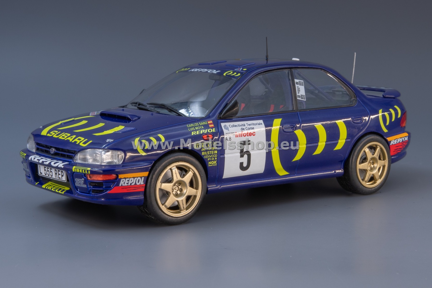 IXO 24RAL028A.22 Subaru Impreza 555, No.5, Rally WM, Tour de Corse 1995, C.Sainz/L.Moya