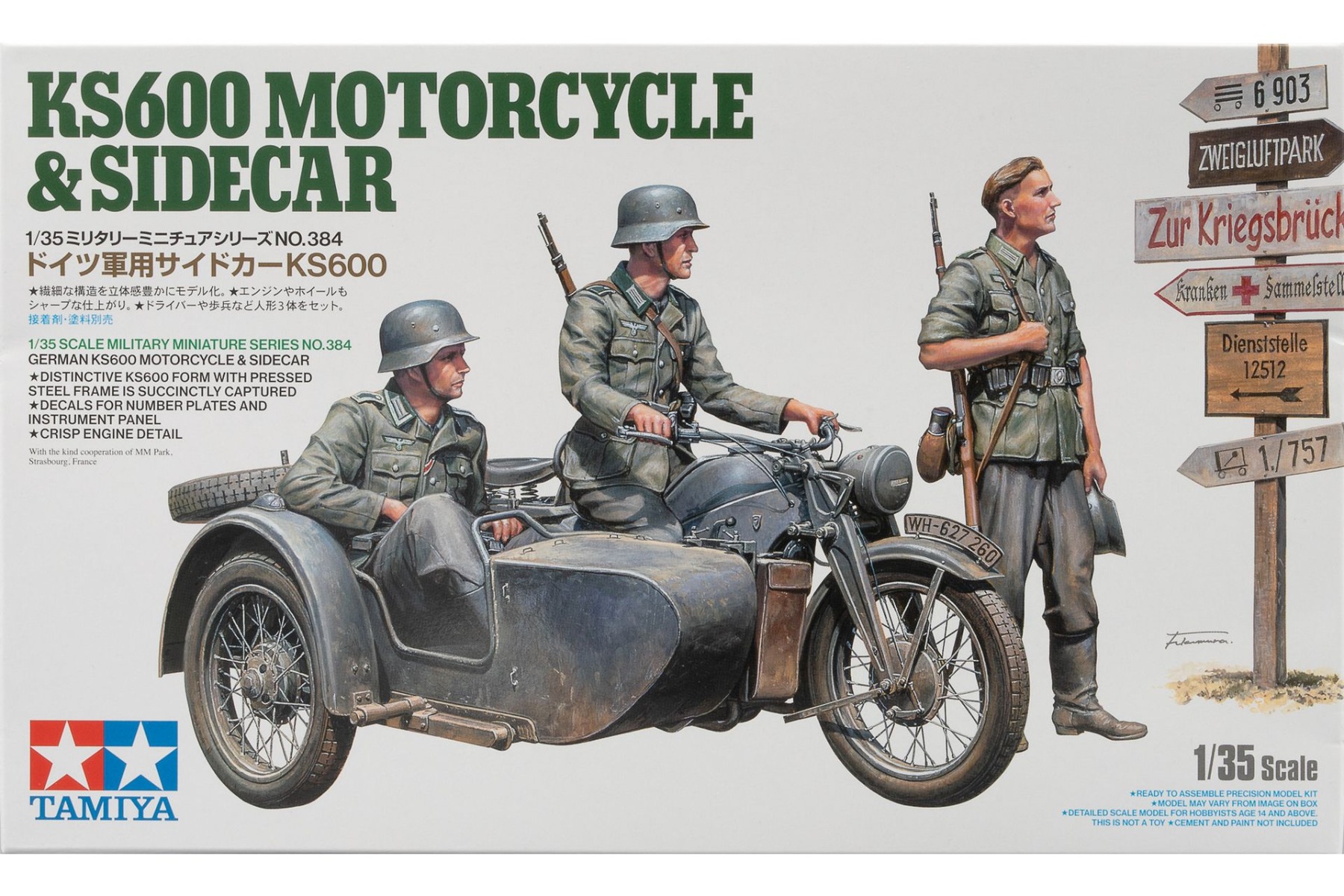 Tamiya TA35384 Zündapp KS600 Motorcycle & Sidecar, model kit