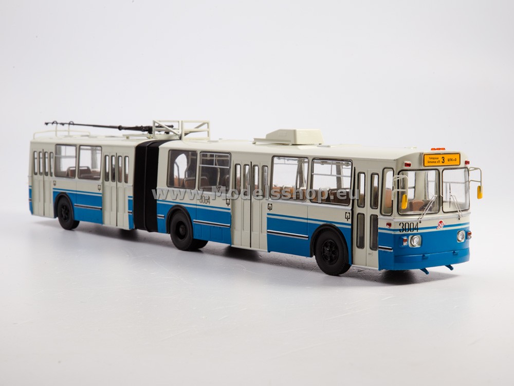 ZIU-10 articulated trolleybus, route No. 3 /white-light blue/