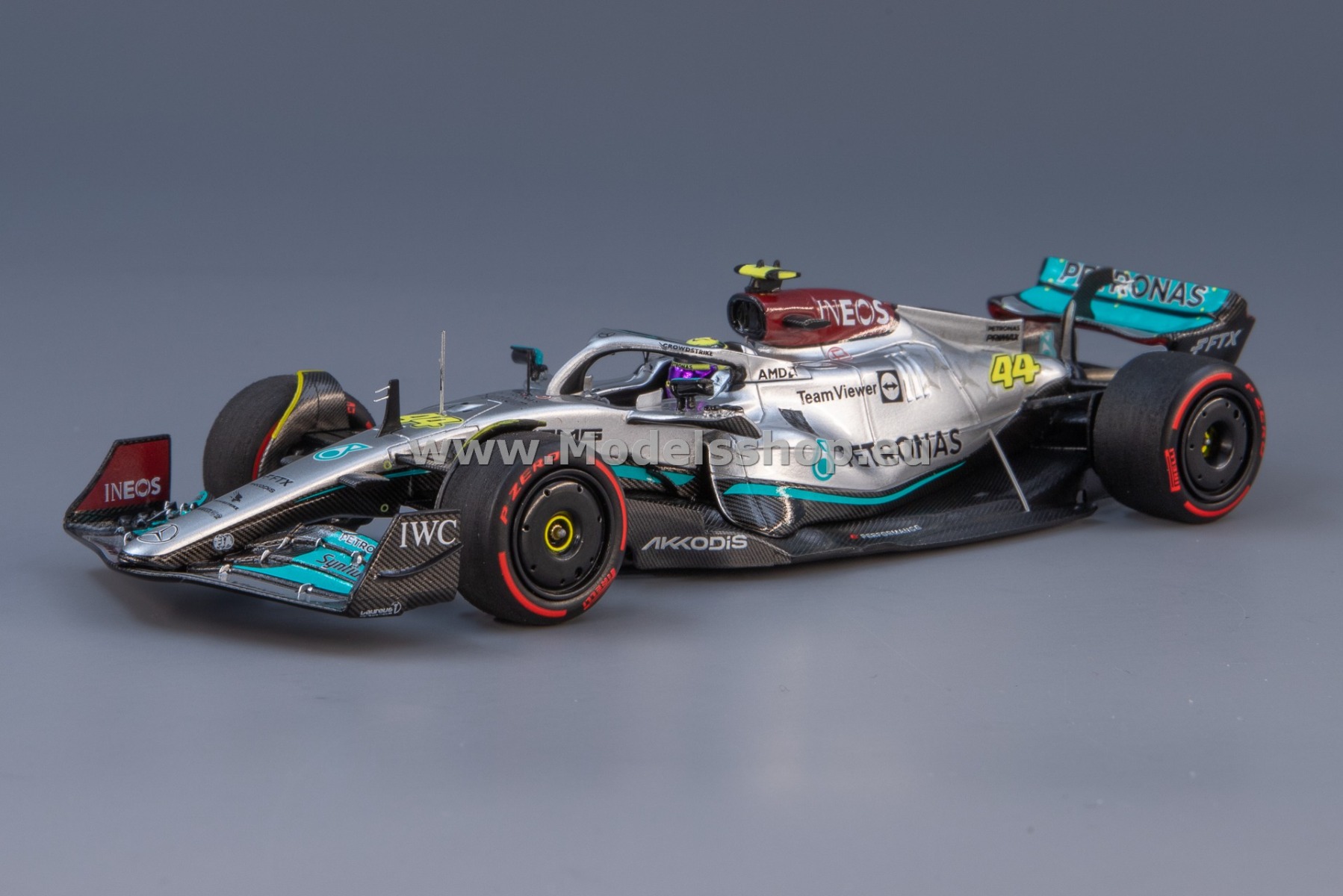 Minichamps 417220144 Mercedes Amg W13, Formula 1, Bahrain GP 2022, Lewis Hamilton