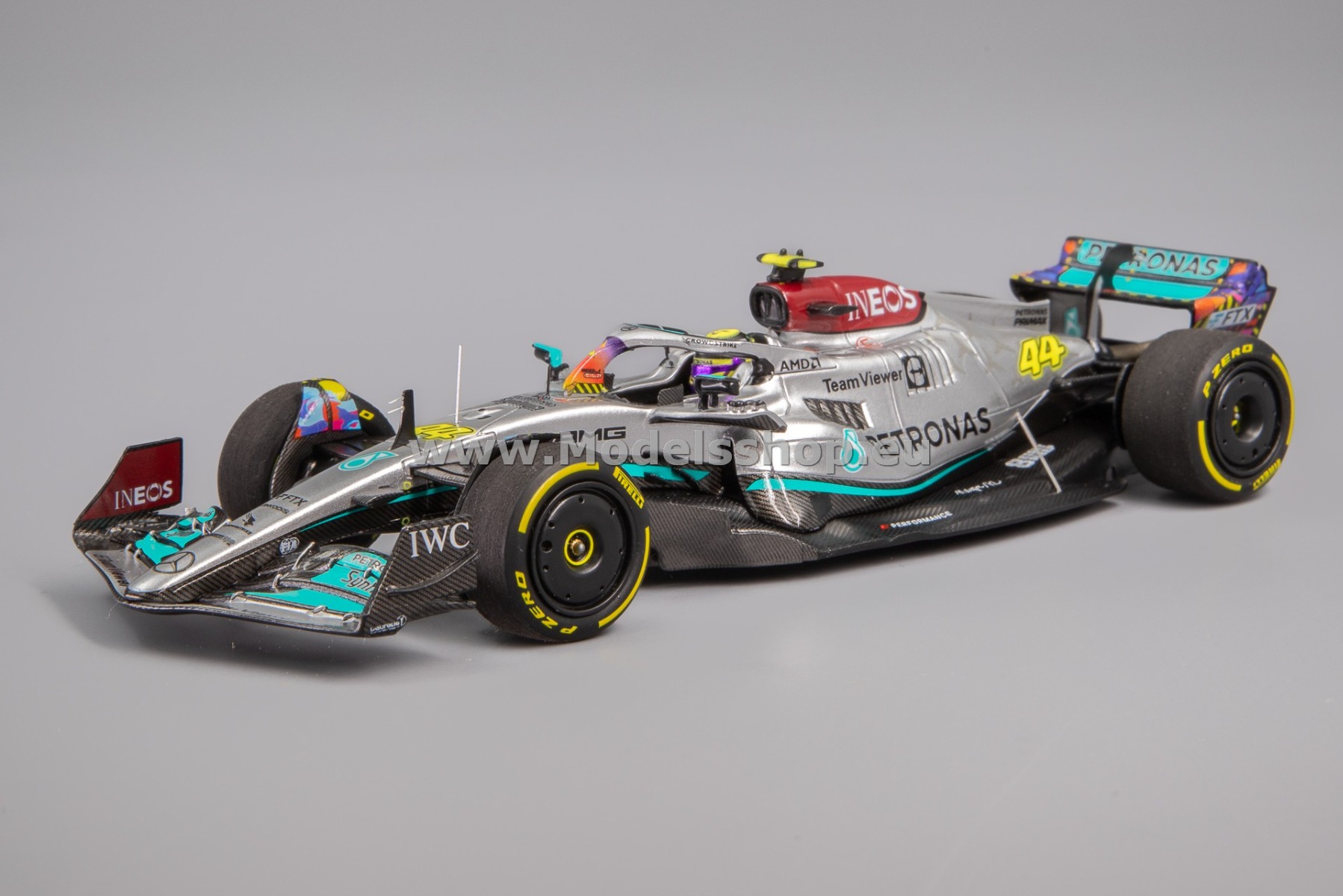 Minichamps 417220544 Mercedes-AMG Petronas Formula 1 team, W13 E-Performance No.44, 6th Miami GP Formula 1 2022, Lewis Hamilton