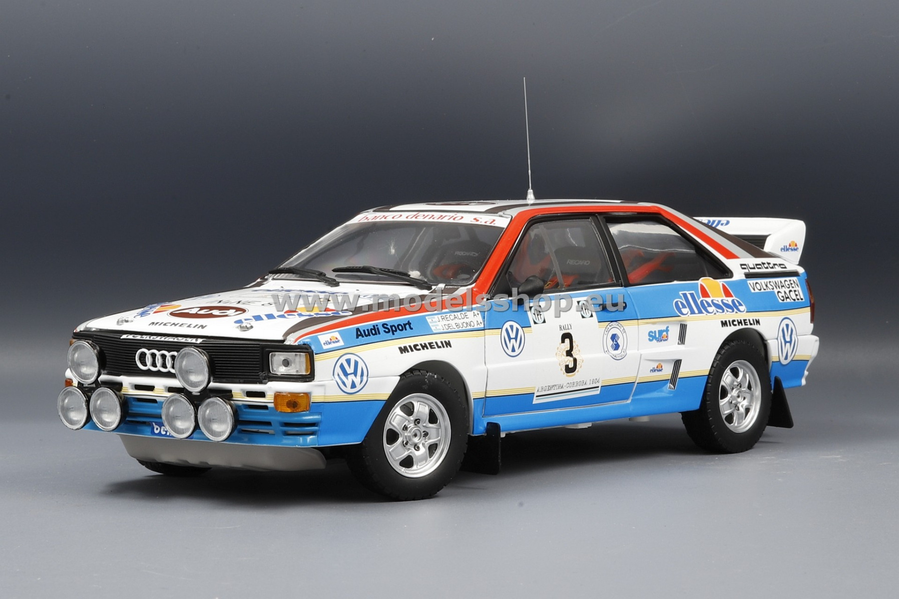Audi quattro A2, No.3, ellesse, Rallye WM, Rally Argentina 1984 J.Recalde/J.Del Buono