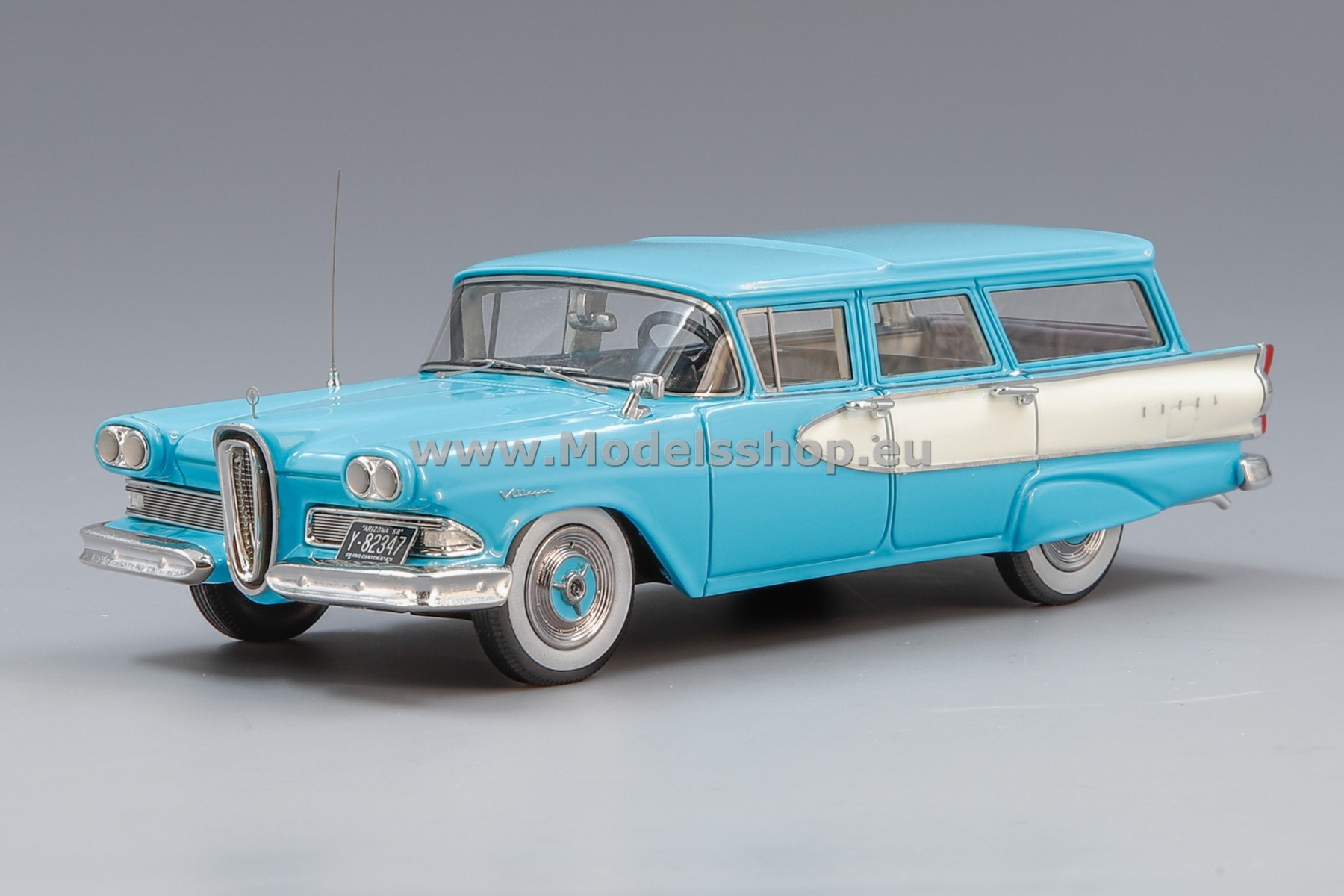 Esval Models EMUS43086A Edsel Villager 4-door station wagon, 1958 (w. rear side skirts) /blue - white/