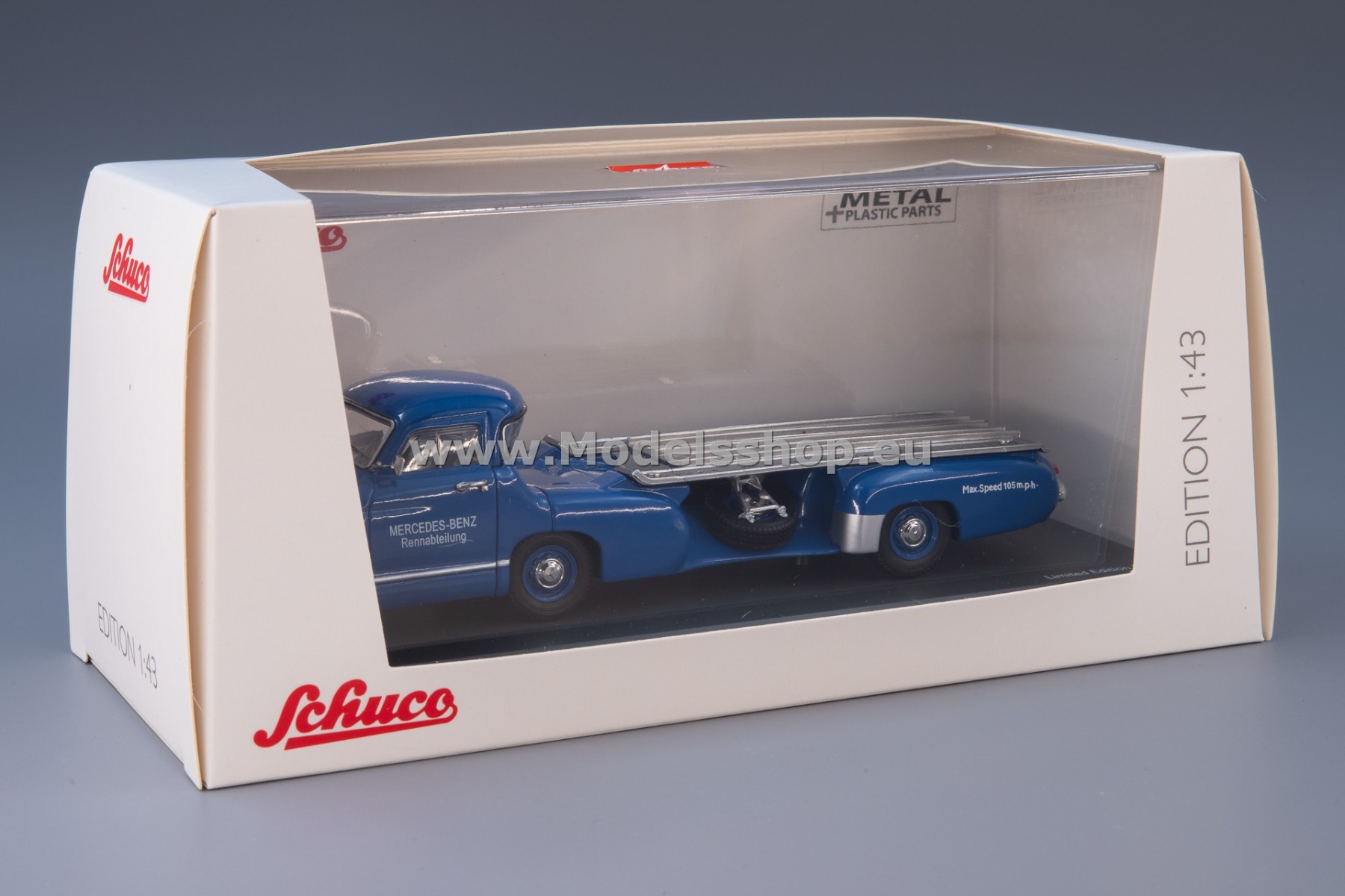 Mercedes-Benz Racing Car Transporter Truck, Rennwagen, 1955 /blue/