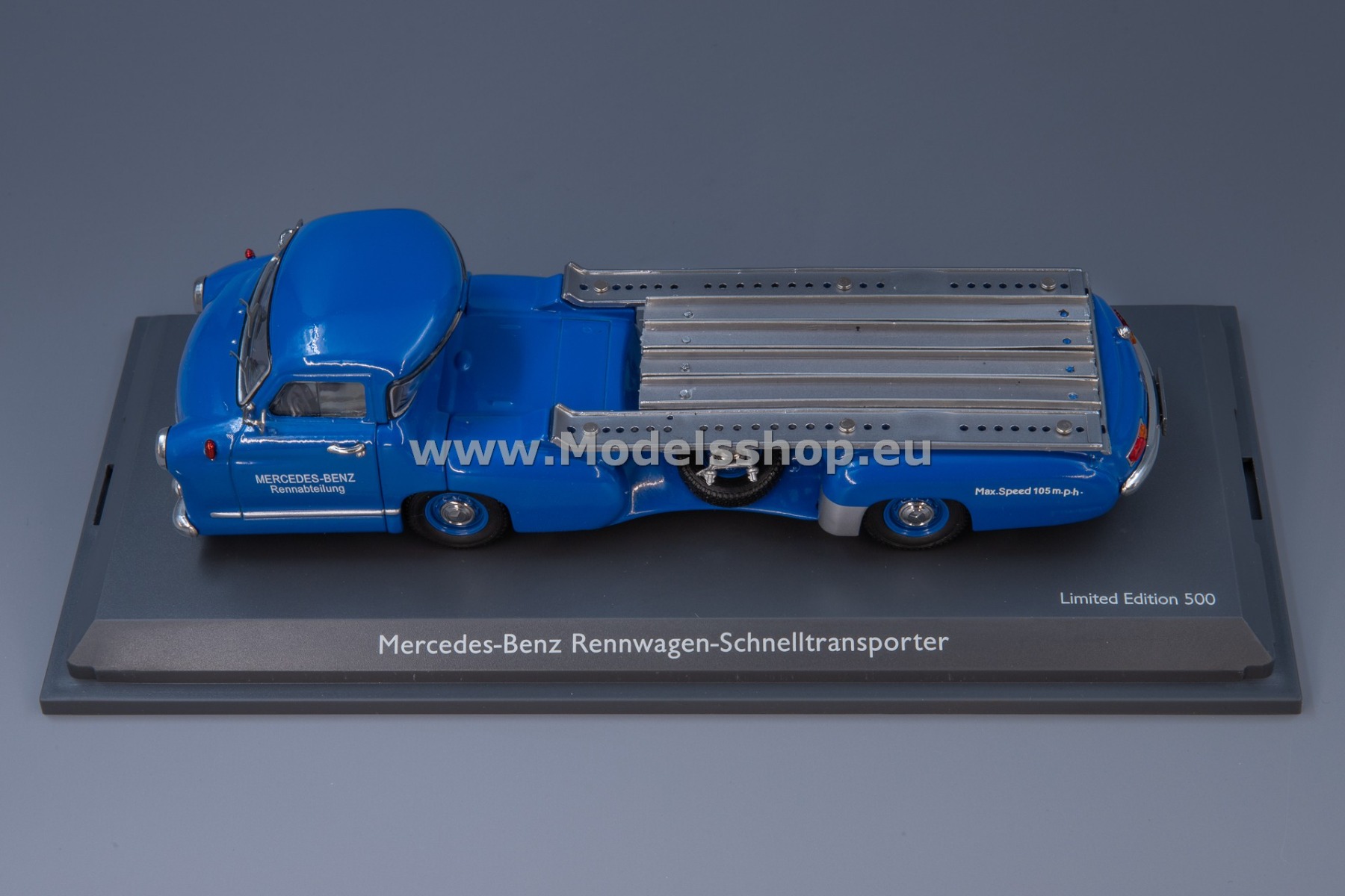 Mercedes-Benz Racing Car Transporter Truck, Rennwagen, 1955 /blue/