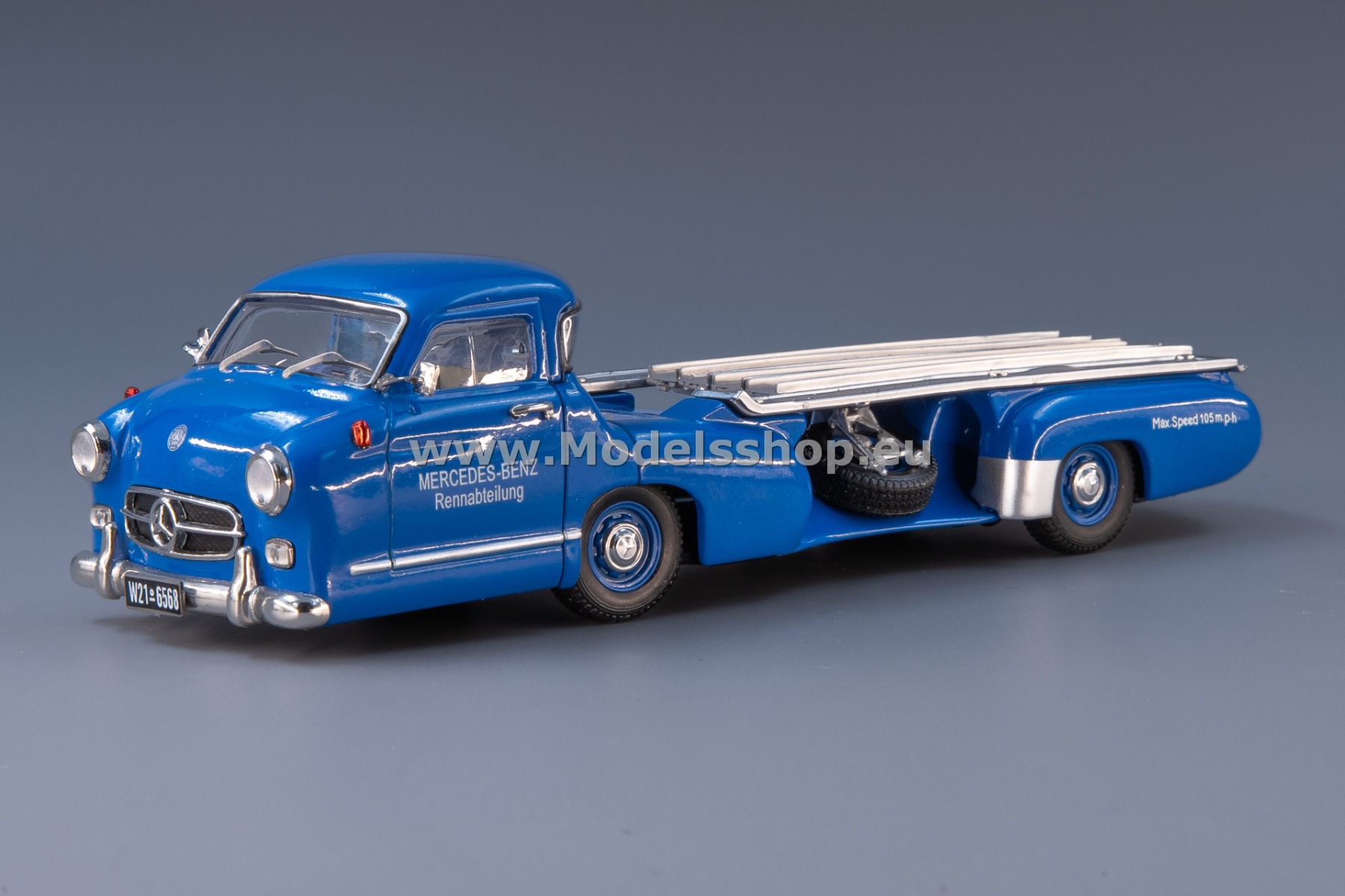 Mercedes-Benz Racing Car Transporter Truck, Rennwagen, 1955 /blue/