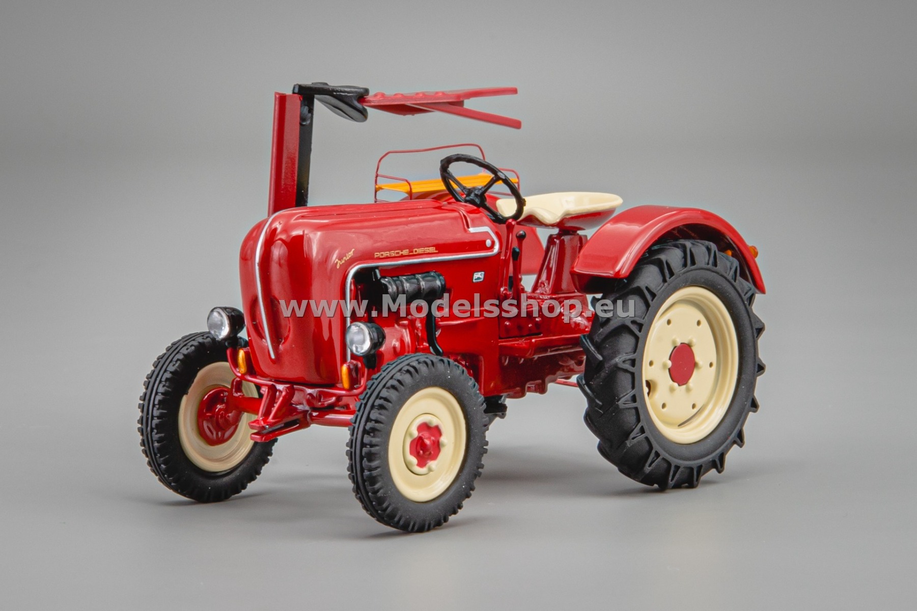 Schuco 450731800 Porsche Junior, tractor with mower /red/