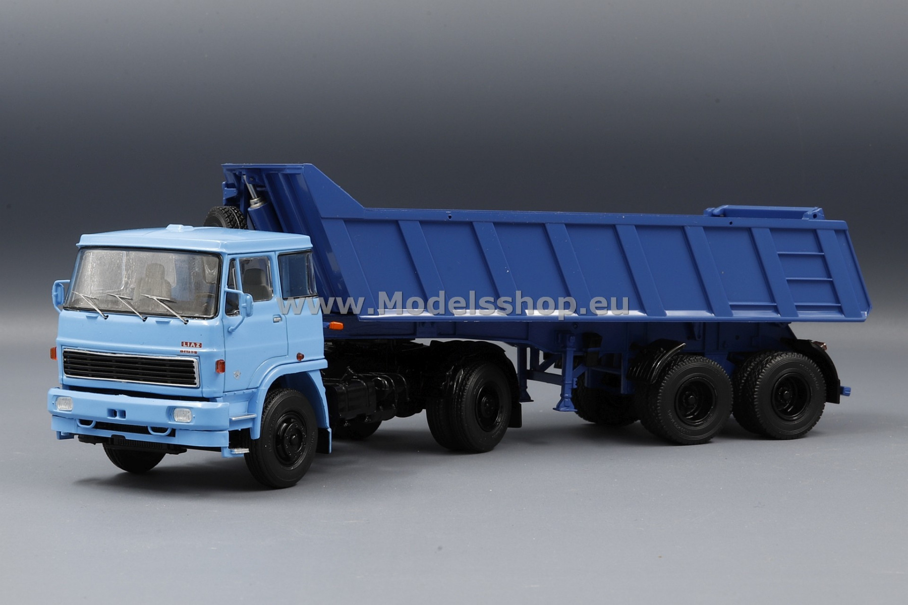 Skoda-LIAZ 110 tractor truck with dumper semitrailer MAZ 9506-20 /light blue - dark blue/