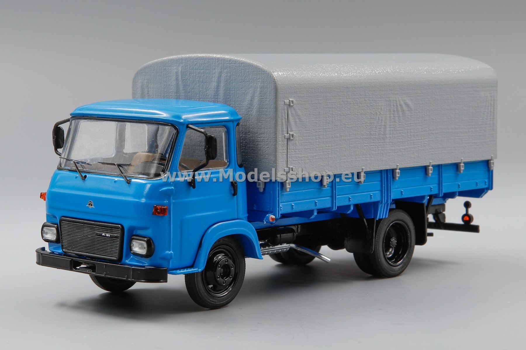Avia A31N, flatbed truck with tent /blue - grey/