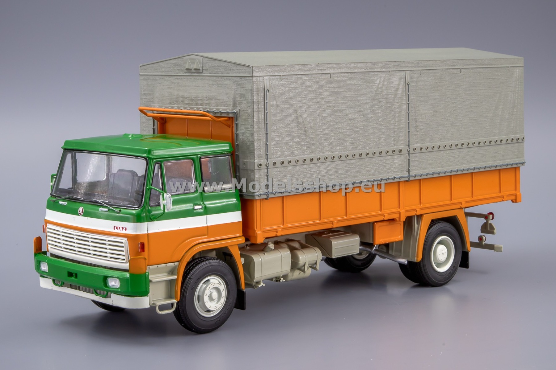 PCL47182 Skoda - LIAZ 100.05 flatbed truck with tent /orange - green/