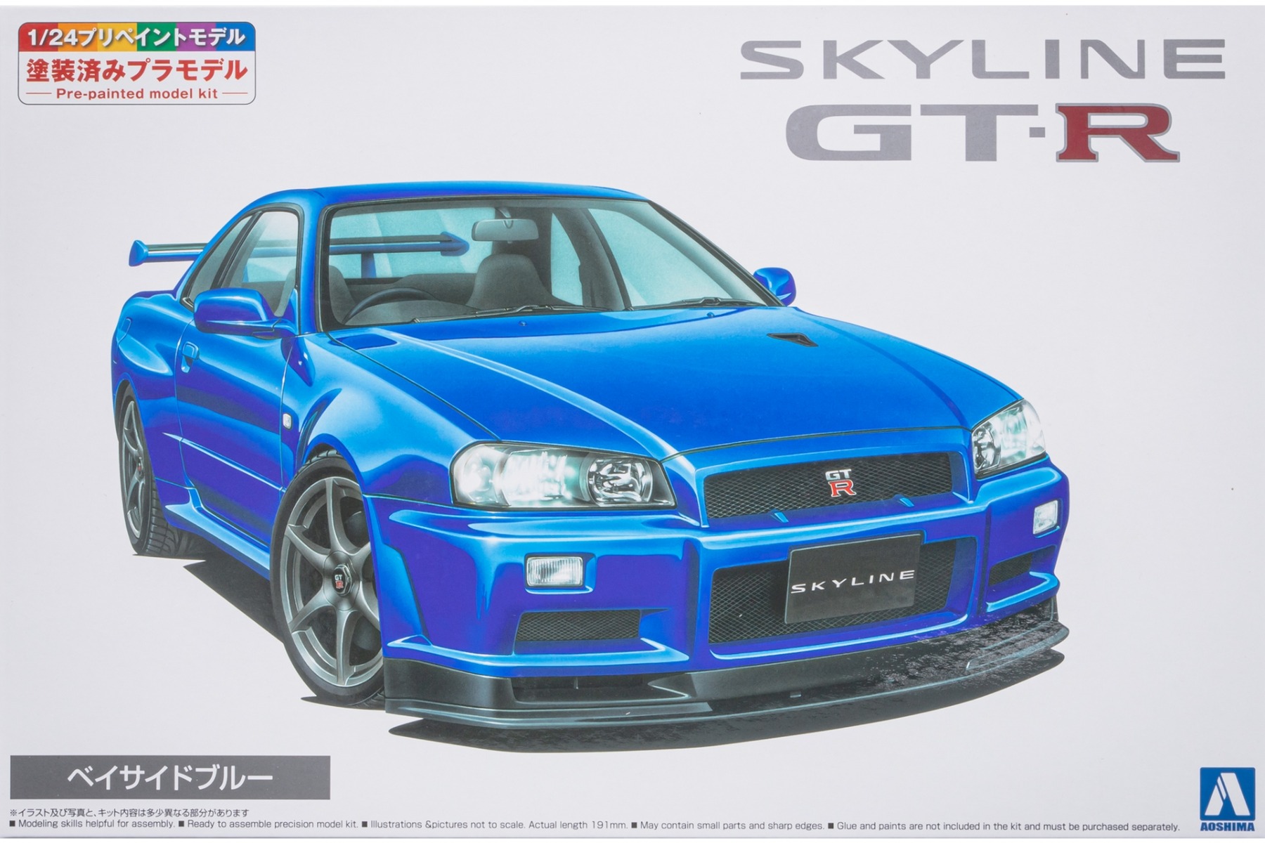 Aoshima AO06557 Nissan BNR34 Skyline GT-R V-spec II '00, model kit, /bayside blue pre-painted/