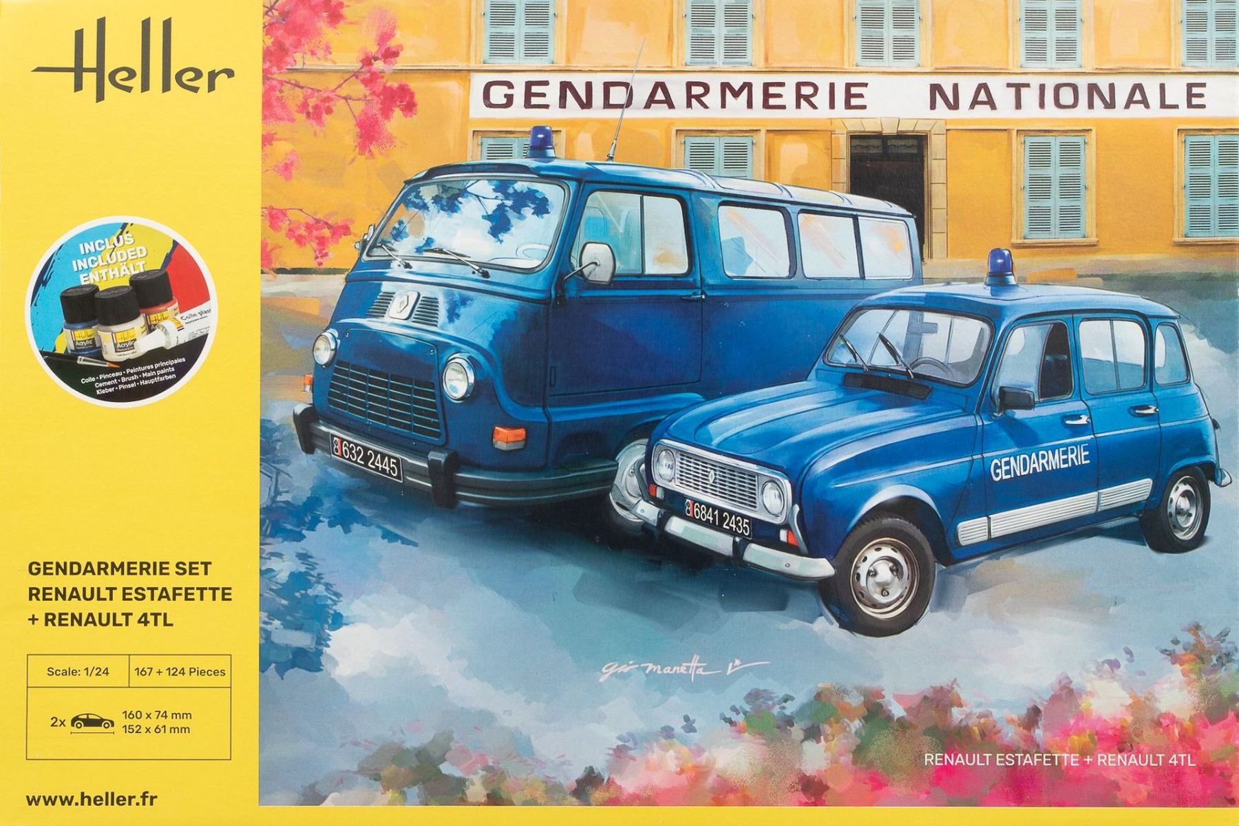 Heller HE52325 Gendarmerie Set Renault Estafette + Renault 4TL, Starter Kit, model kit
