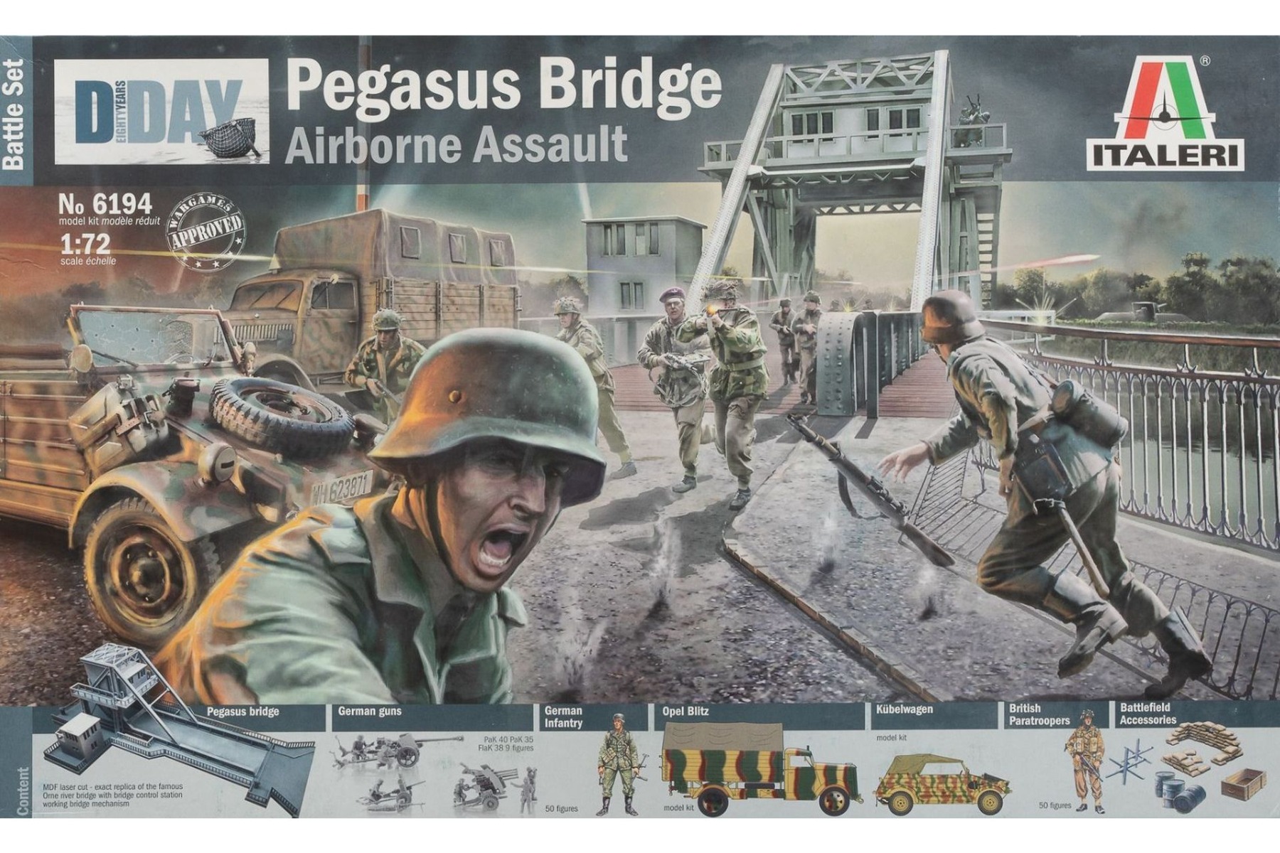 Italeri IT6194 Pegasus Bridge - Airborne Assault, Battle Set (100 figures), model kit