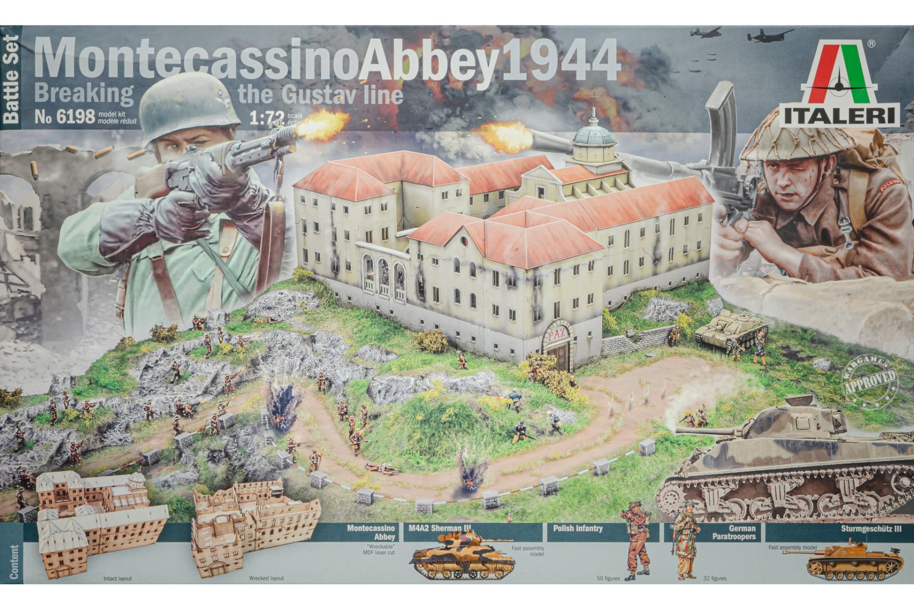 Italeri IT6198 Montecassino Abbey 1944 - Breaking the Gustav Line, Battle Set, model kit