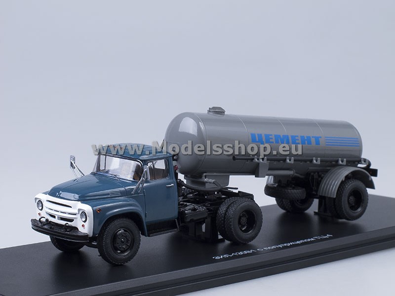 ZIL-130V1 (old radiator-grill) with cement semitrailer TC-4 /grey/