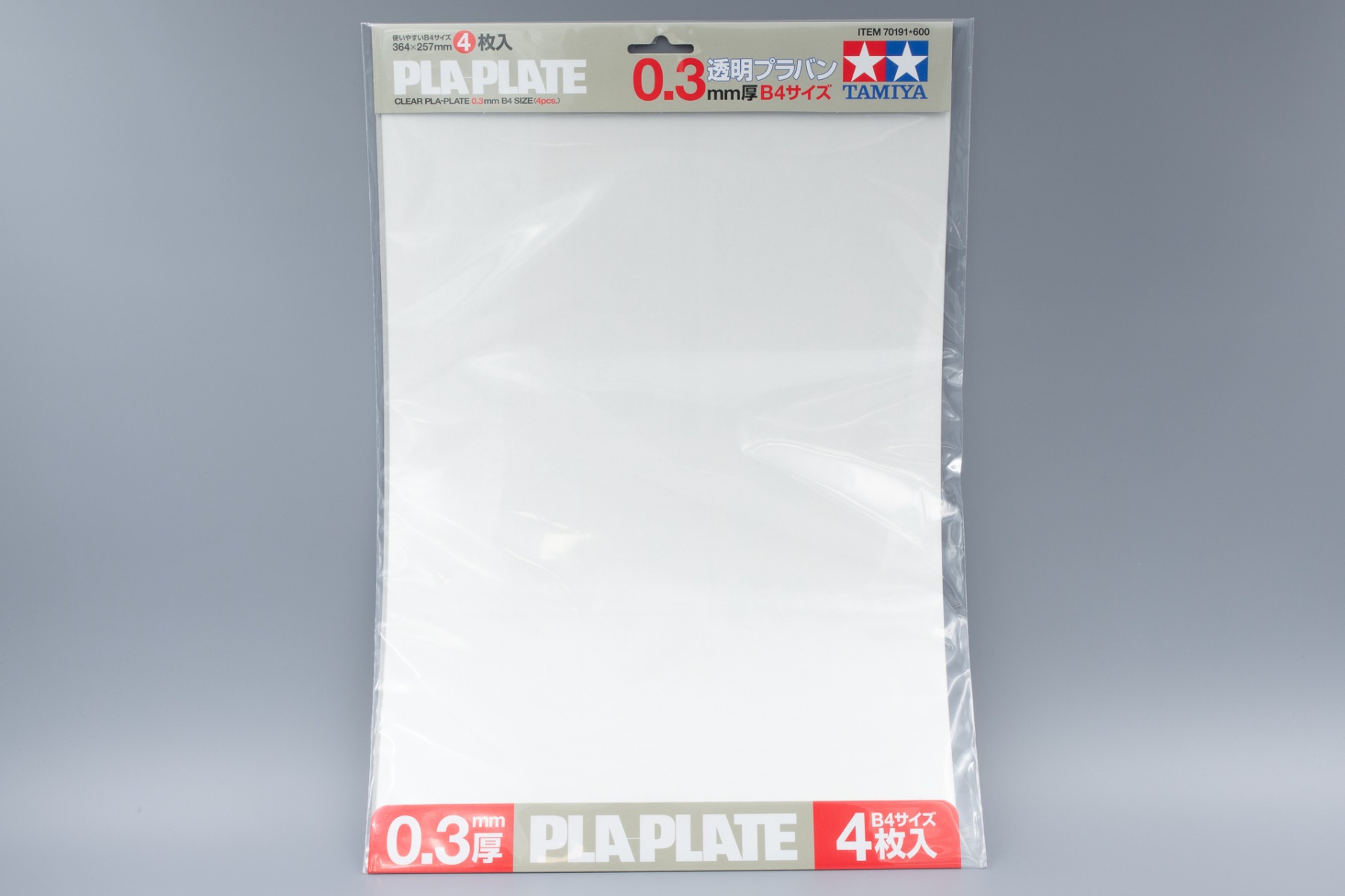 Tamiya TA70191 Clear PLA-Plate 0.3mm B4 Size (364 x 257mm) 4 Pcs