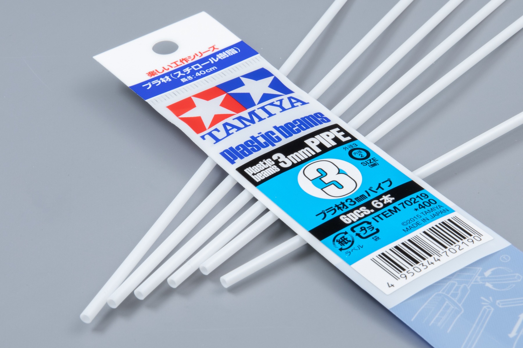Tamiya TA70219 Construction Series Plastic Beams 3mm Pipe x 400 mm 6 Pcs