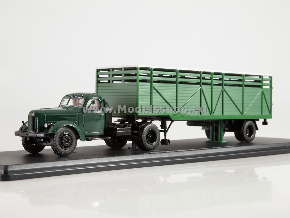 SSM7061 ZIL-MMZ-164AN tractor truck with semitrailer ODAZ-857B for transporting animals /dark green/