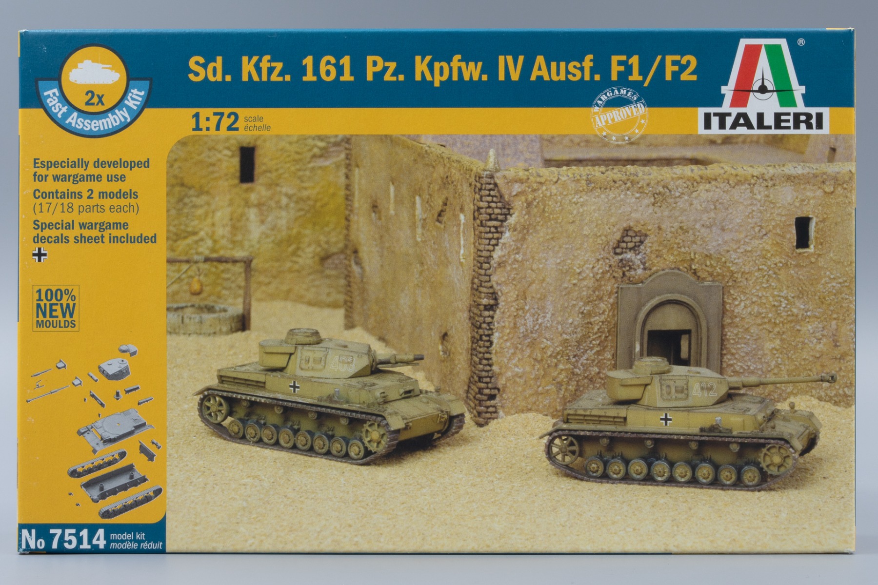 Italeri IT7514 Sd.Kfz. 161 Pz.Kpfw. IV Ausf. F1/F2 (2pcs fast assembly kits per box), model kit