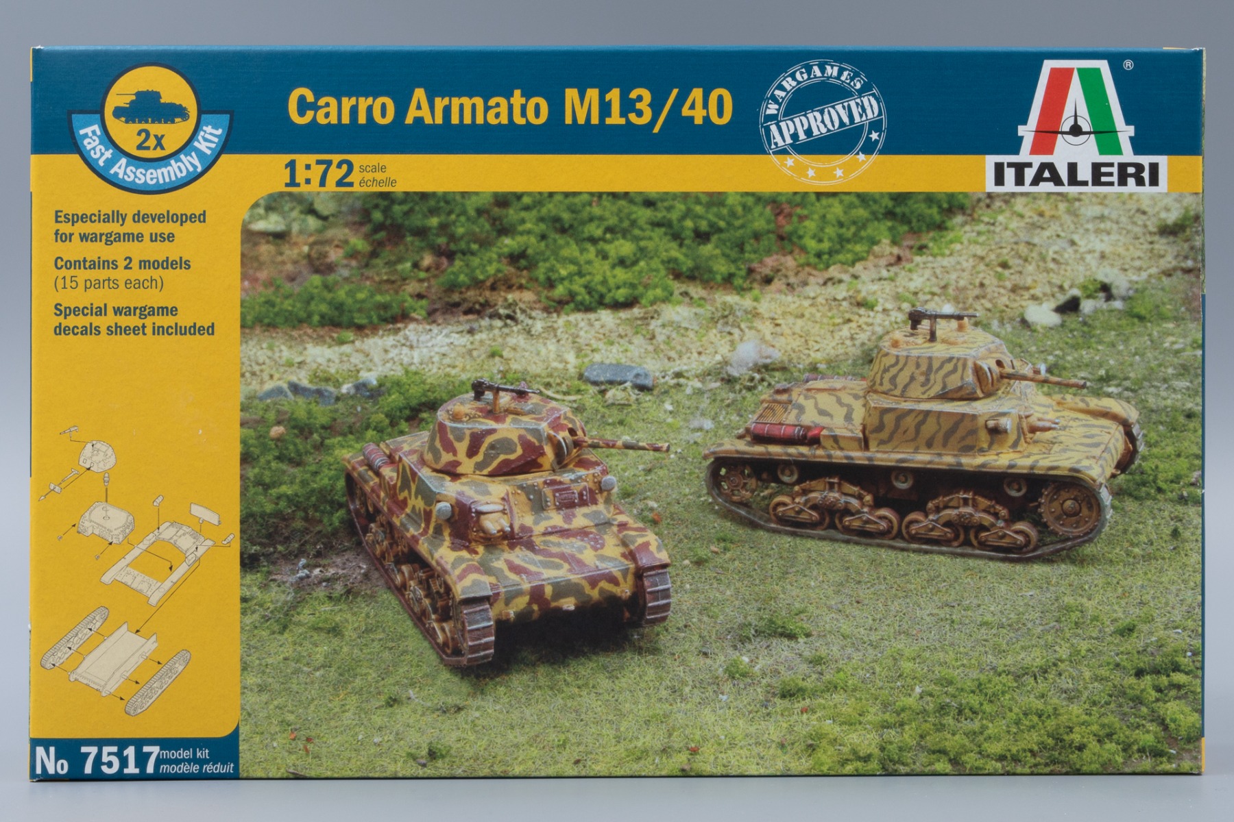 Italeri IT7517 Carro Armato M13/40 (2pcs fast assembly kits per box), model kit