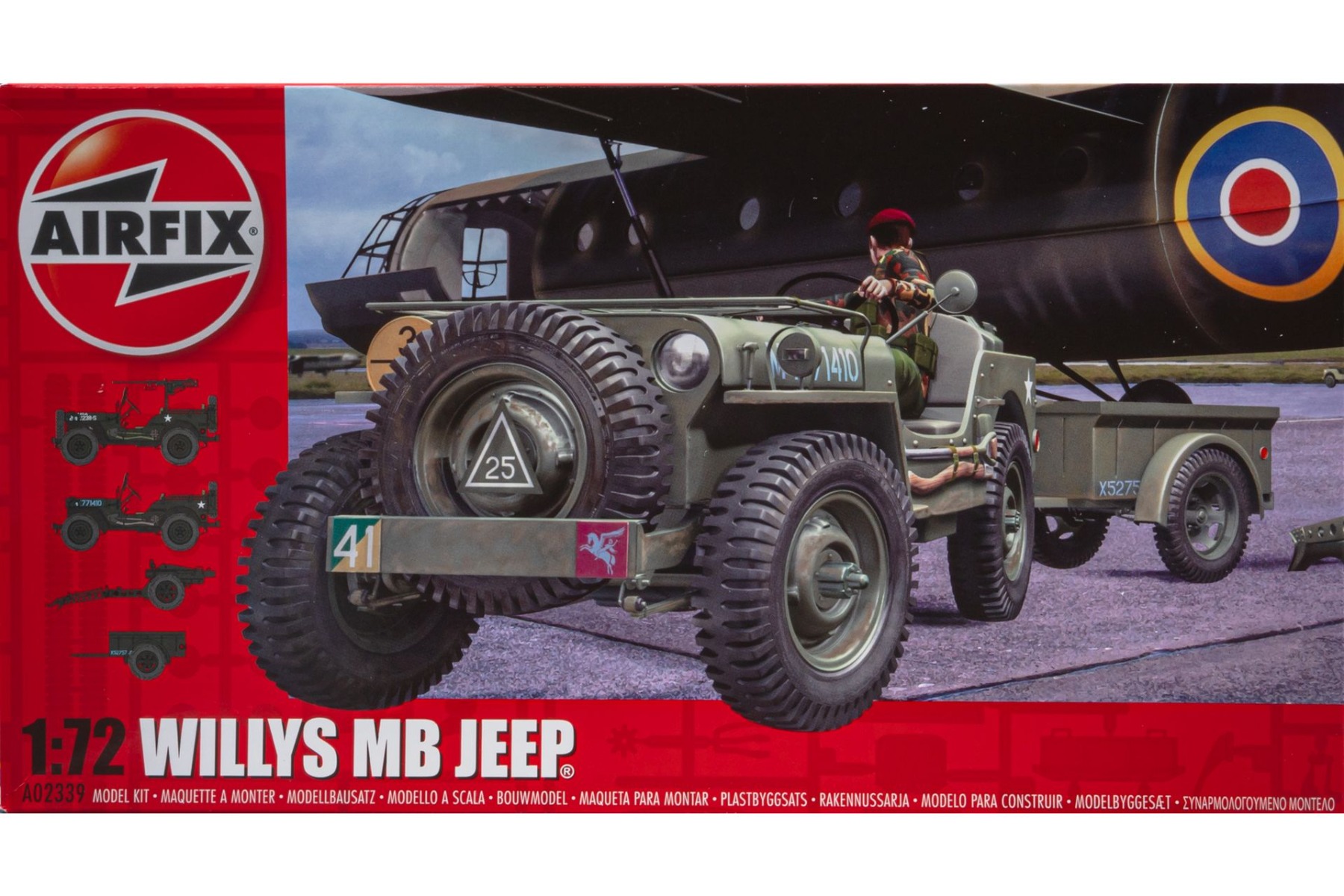 Airfix A02339 Willys Jeep, Trailer & 6PDR Gun, model kit