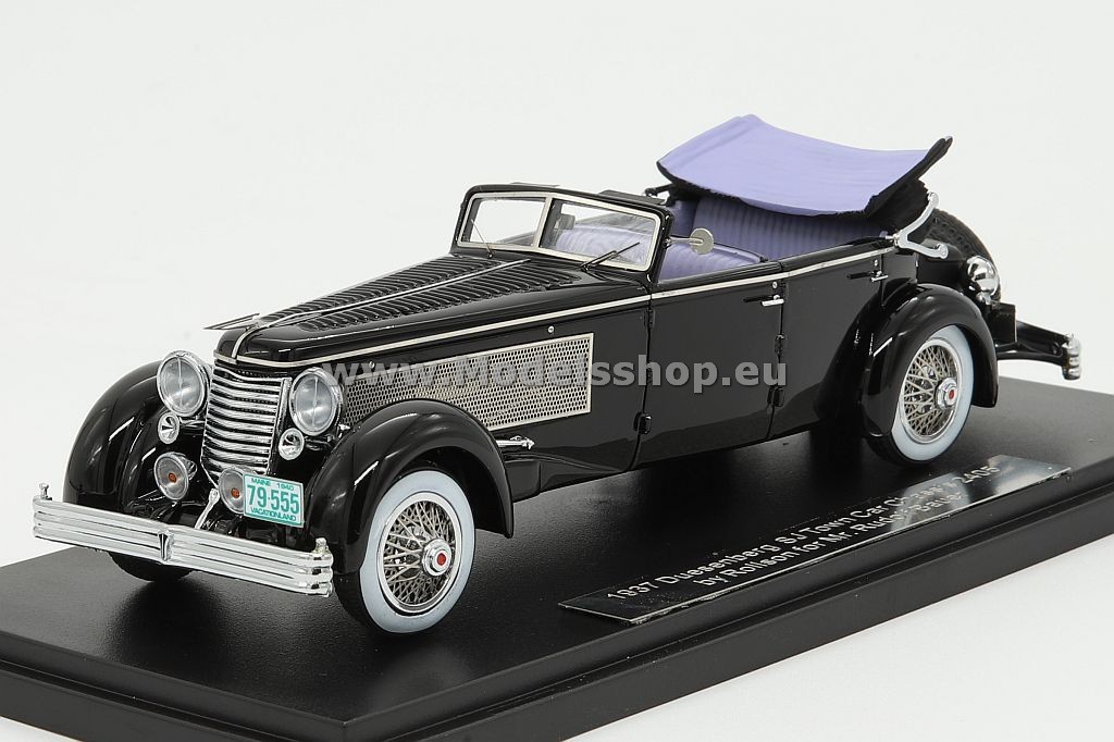 Esval Models EMUS43004C Duesenberg SJ Town Car Chassis 2405 by Rollson, 1937, for Mr. Rudolf Bauer, fully open top /black/
