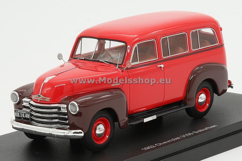 Esval Models EMUS43085B Chevrolet Suburban, double rear doors, no rear skirts, 1949-53 /red-maroon/