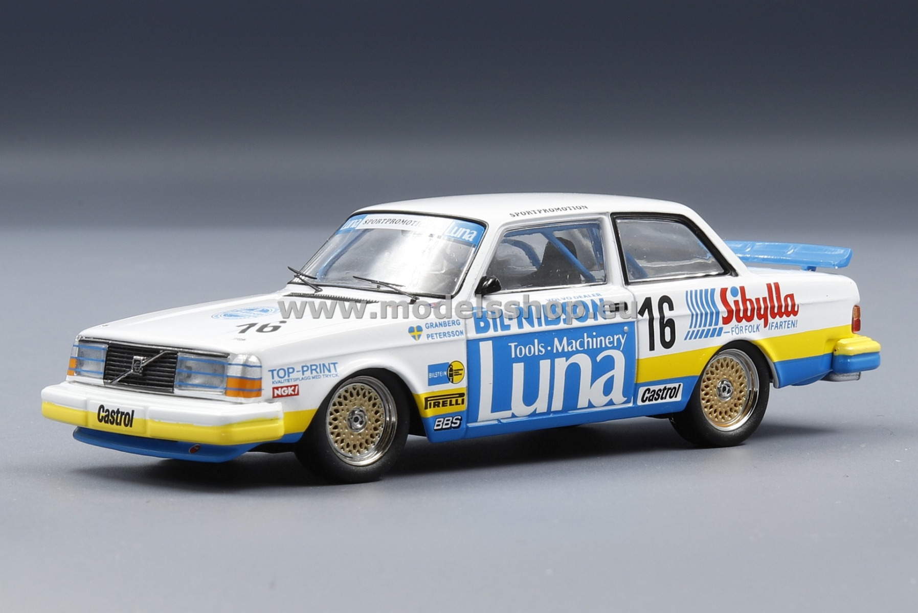 IXO GTM152LQ Volvo 240, No.16, Sportpromotion AB, Luna, ETCC, Monza 1984 U.Granberg/G.Petersson