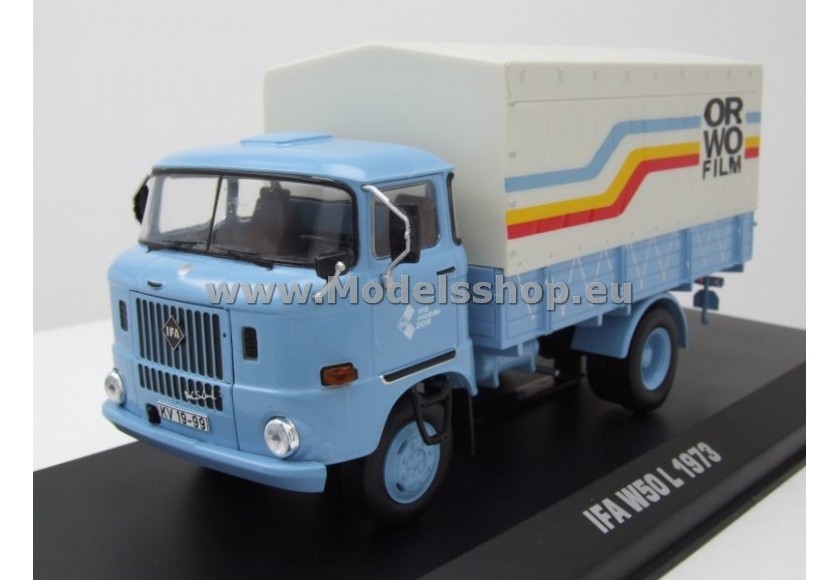 Ifa W50 L, Flatbed truck ORWO Film /light blue - grey/