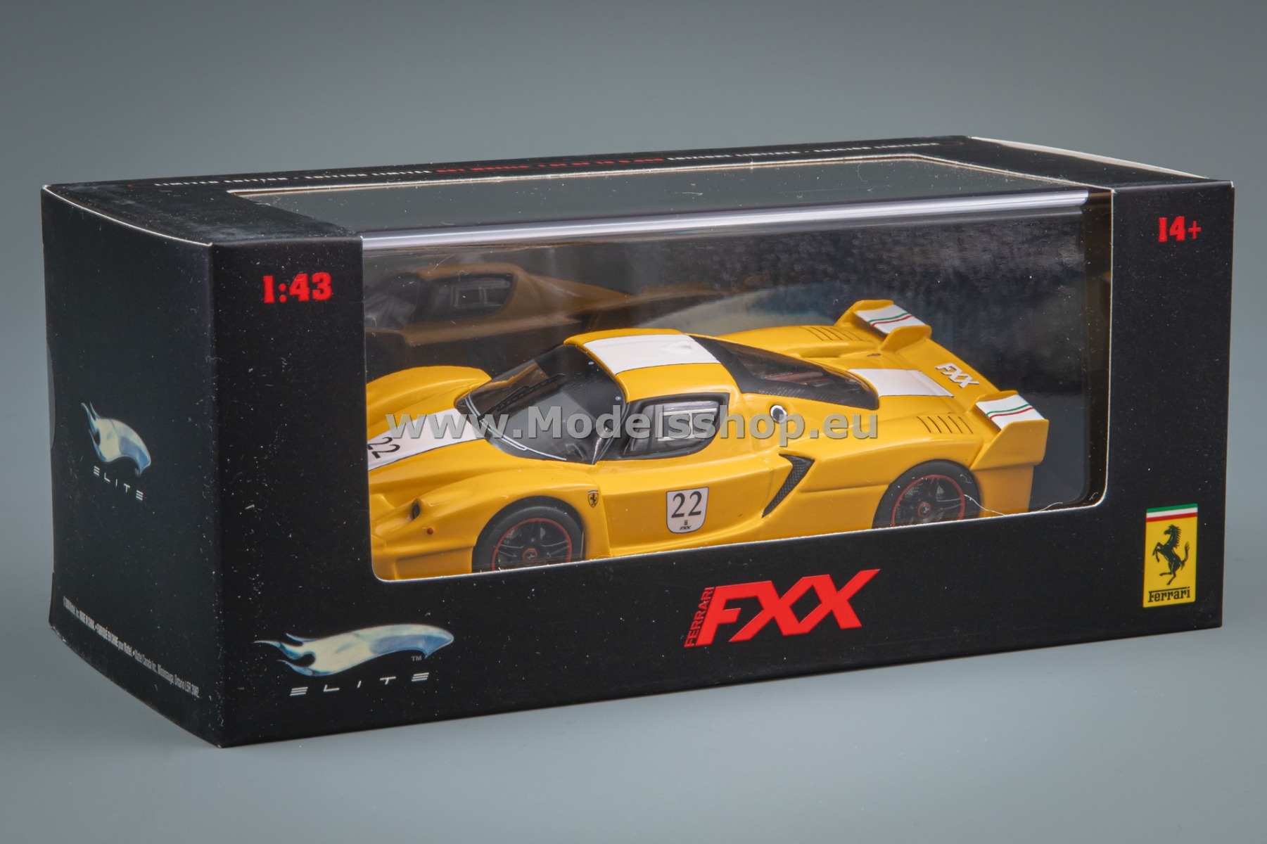 Ferrari FXX, 2006 /yellow w. white stripe/ Hot Wheels Elite
